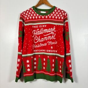 Hallmark Channel Christmas Movie Watching Sweater L Holiday Party Festive Cozy